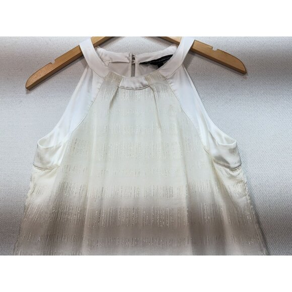 White House Black Market Women's Silk Halter Neck Blouse Size 6 Cream Sleeveless - Picture 7 of 10